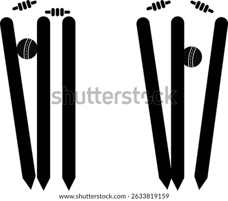 Cricket ball stump bails icon.  Cricket Wickets element. Sports concept. equipment for playing cricket. agricultural field
