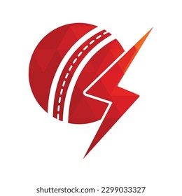 Cricket Ball thunder vector logo design. Cricket club vector logo with lightning bolt design.