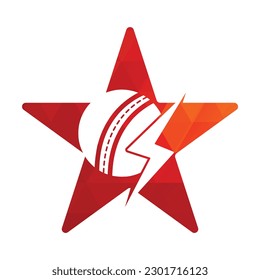 Cricket Ball thunder vector logo design. Cricket club vector logo with lightning bolt design.