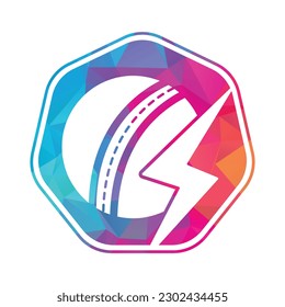 Cricket Ball thunder vector logo design. Cricket club vector logo with lightning bolt design.