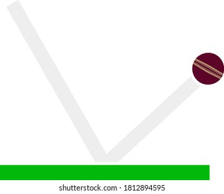 Cricket Ball Trajectory Icon. Flat Color Design. Vector Illustration.