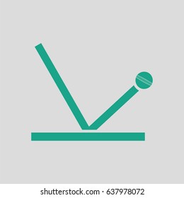 Cricket ball trajectory icon. Gray background with green. Vector illustration.