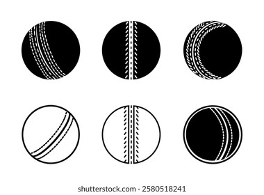 Cricket balls vector isolated, cricket clip art outline with white background