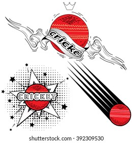 Cricket balls vector set. Hand drawn cricket icons can use for logo. Sport symbols and icons in vintage style made with pen. Cricket sports competitions badges. Sport emblem, logo