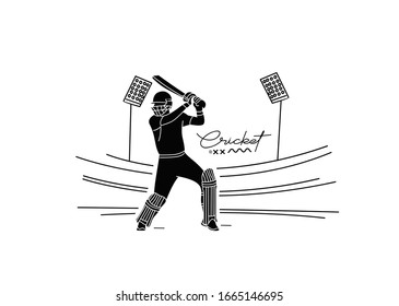 Cricket banner batsman championship background. Use for cover, poster, template, brochure, decorated, flyer, banner.