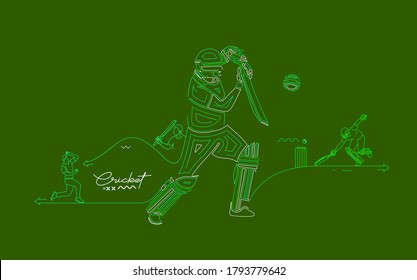 Cricket banner batsman championship background. Use for cover, poster, template, brochure, decorated, flyer, banner.
