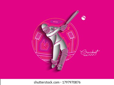 Cricket banner batsman championship background. Use for cover, poster, template, brochure, decorated, flyer, banner.