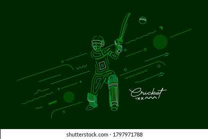 Cricket banner batsman championship background. Use for cover, poster, template, brochure, decorated, flyer, banner.