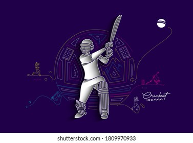 Cricket banner batsman championship background. Use for cover, poster, template, brochure, decorated, flyer, banner.