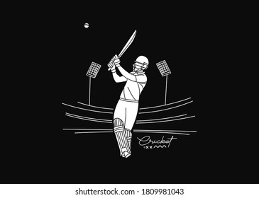 Cricket banner batsman championship background. Use for cover, poster, template, brochure, decorated, flyer, banner.