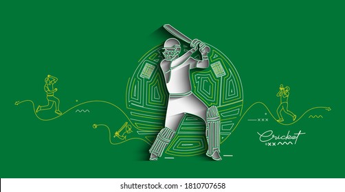 Cricket banner batsman championship background. Use for cover, poster, template, brochure, decorated, flyer, banner.