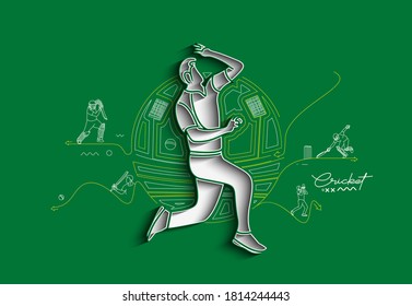 Cricket banner batsman championship background. Use for cover, poster, template, brochure, decorated, flyer, banner.