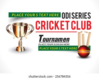 cricket banner with trophy vector illustration 