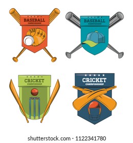 Cricket and baseball emblems