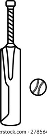 Cricket bat and ball equipment line icon illustration as PNG asset