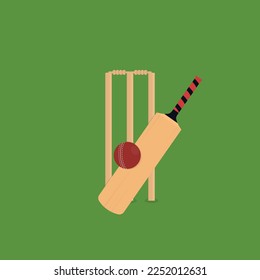 Cricket bat and ball equipment set illustration