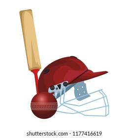 Cricket bat and ball with helmet