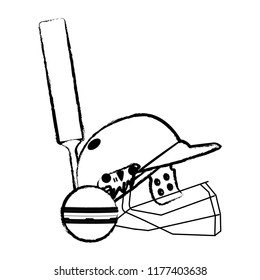 Cricket Bat Ball Helmet Sketch Stock Vector (Royalty Free) 1177403638