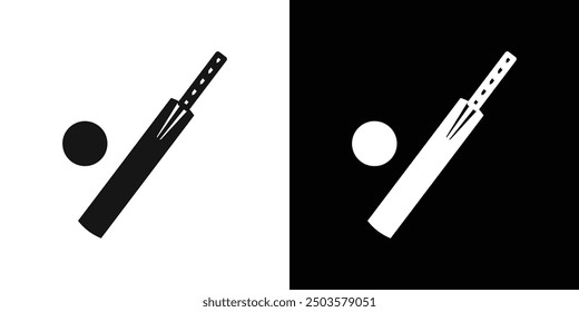 Cricket Bat ball icon line art vector