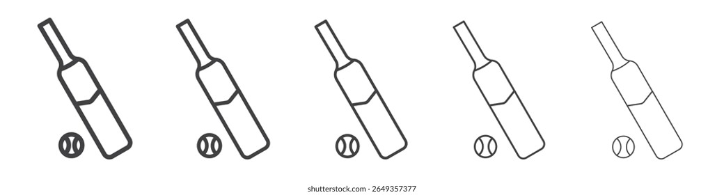Cricket Bat ball icon Line graphics illustration symbol