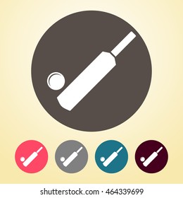 Cricket Bat & ball Icon in round shape.