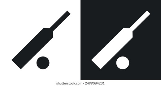 Cricket bat and ball icon in solid style