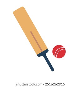 Bate de críquet e icono de pelota de críquet. Vector.