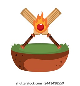 cricket bat and ball illustration design