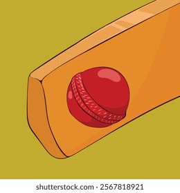 Cricket Bat and Ball illustration. cricket sports bat hitting ball concept art. 