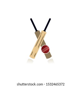 Cricket bat and ball illustration. Wooden bat, game, leisure activity. Sport concept.