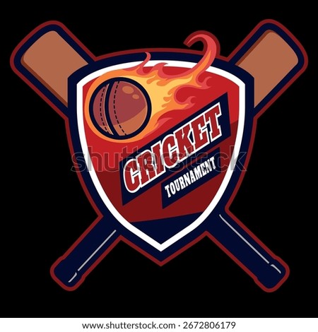 Cricket bat and ball logo vector element template. Cricket sport ball illustration design.
