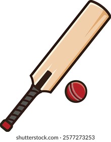 A cricket bat and ball on a white background.