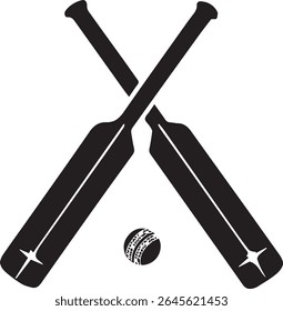 Cricket bat and ball silhouette vector on white background 