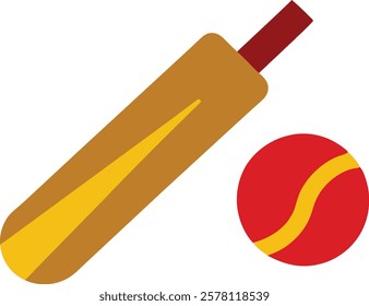 Cricket bat and ball for a sports game stock vector illustration isolated on white background 