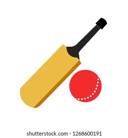 Cricket bat and ball vector flat design