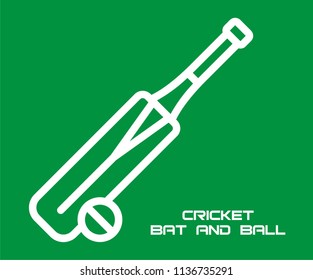 CRICKET BAT AND BALL VECTOR ICON 