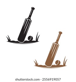 Cricket bat ball vector illustration, Cricket bat ball icon. Simple solid style. Crossed cricket bats with ball, accessories, wood, wicket, baseball, sport concept. Black silhouette