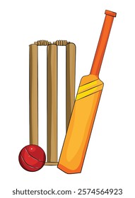 Cricket bat and ball vector illustration