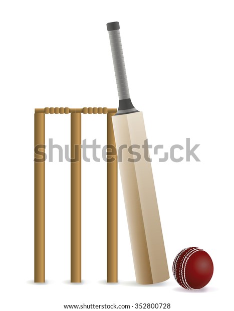 Cricket Bat Ball Wicket Isolated On Stock Vector (Royalty Free) 352800728