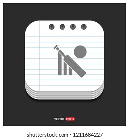 Cricket Bat, Ball and Wickets Icon - Free vector icon
