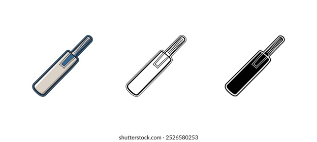 Cricket bat black silhouette, vector illustration