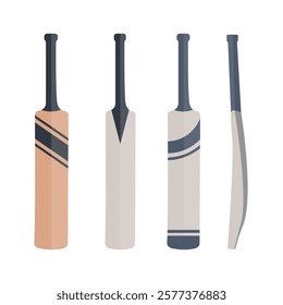 Cricket Bat Clip Art Illustration Design With White Background, Equipment Cricket Bat With Unique Design. Bat Illustration Realistic Color Sports Bundle.