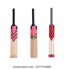 Cricket Bat Clip Art Illustration Design With White Background, Equipment Cricket Bat With Unique Design. Bat Illustration Realistic Color Sports Bundle.