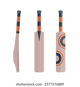 Cricket Bat Clip Art Illustration Design With White Background, Equipment Cricket Bat With Unique Design. Bat Illustration Realistic Color Sports Bundle.