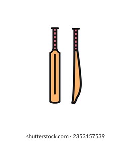 Cricket bat color line icon. Pictogram for web page, mobile app, promo.