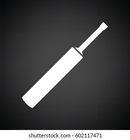 Cricket bat icon. Black background with white. Vector illustration.