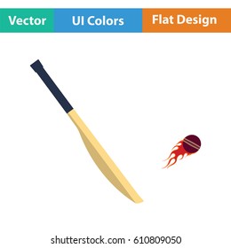 Cricket bat icon. Flat design. Vector illustration.