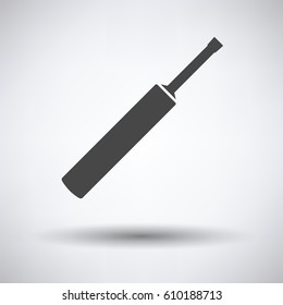 Cricket bat icon on gray background, round shadow. Vector illustration.