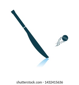 Cricket Bat Icon. Shadow Reflection Design. Vector Illustration.