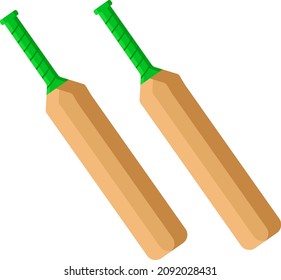 Cricket bat, illustration, vector on a white background.